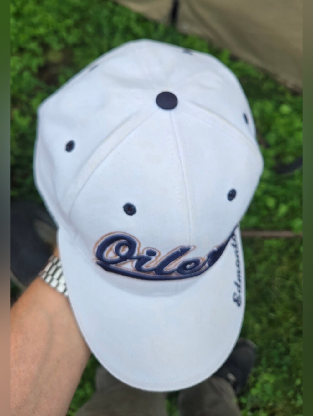 Edmonton Oilers White Script Baseball Cap - Picture 5 of 7